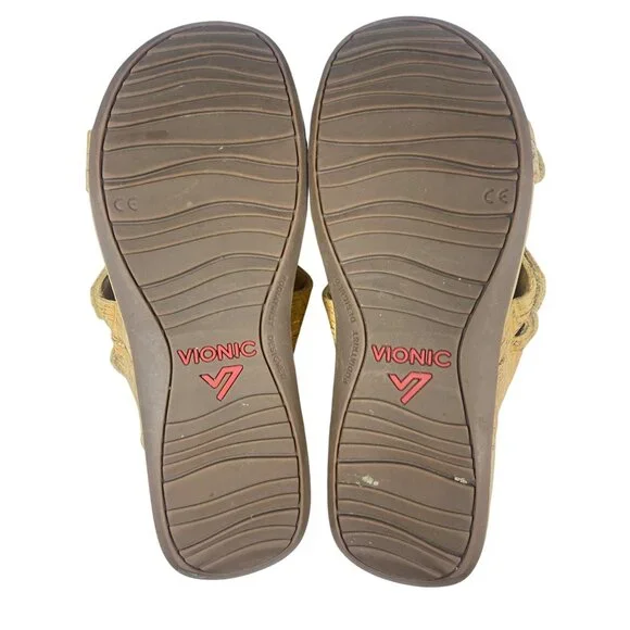 Vionic Pacific Rio Gold Slide On Sandals Women's 8 - Picture 7 of 15